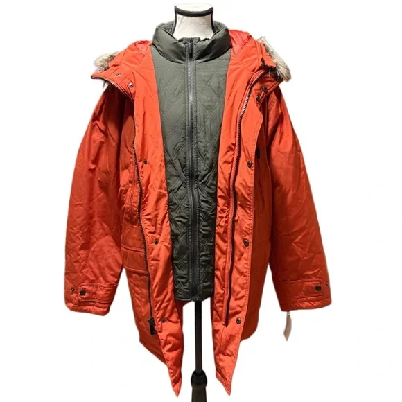 London Fog Vibrant Orange Hooded Jacket - Picture 2 of 10